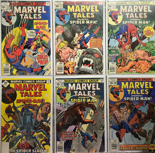 MARVEL TALES STARRING SPIDER-MAN - 1977 LOT - 6 ISSUES - VARIOUS CONDITION